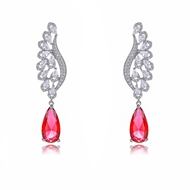 Picture of Great Value Red Platinum Plated Dangle Earrings with Full Guarantee