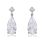 Picture of Great Cubic Zirconia Platinum Plated Dangle Earrings