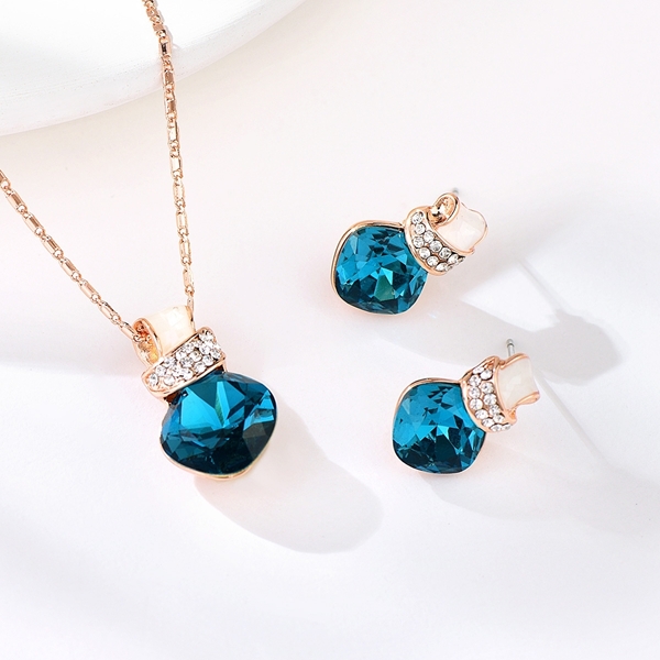 Picture of Long-Term Supplier Dark Blue Crystal 2 Pieces Jewelry Sets