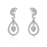 Picture of Hot Selling White Platinum Plated Dangle Earrings with No-Risk Refund