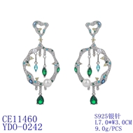 Picture of Low Cost Platinum Plated Cubic Zirconia Dangle Earrings with Low Cost