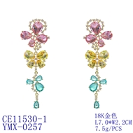 Picture of Featured Colorful Gold Plated Dangle Earrings with Full Guarantee