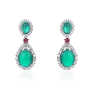 Picture of Recommended Green Platinum Plated Dangle Earrings from Top Designer