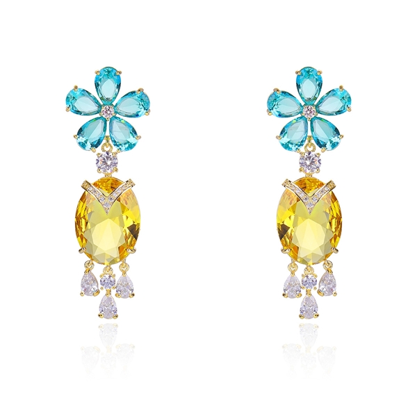 Picture of Big Gold Plated Dangle Earrings Online Only