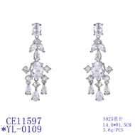 Picture of Cheap Platinum Plated White Dangle Earrings Direct from Factory