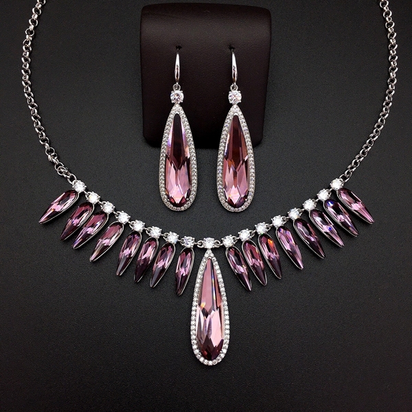 Picture of New Season Purple Zinc Alloy 2 Piece Jewelry Set with SGS/ISO Certification