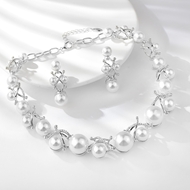 Picture of Delicate Artificial Pearl White 2 Piece Jewelry Set