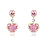 Picture of Distinctive Pink Big Dangle Earrings of Original Design