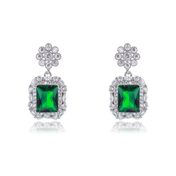 Picture of Inexpensive Platinum Plated Cubic Zirconia Dangle Earrings from Reliable Manufacturer