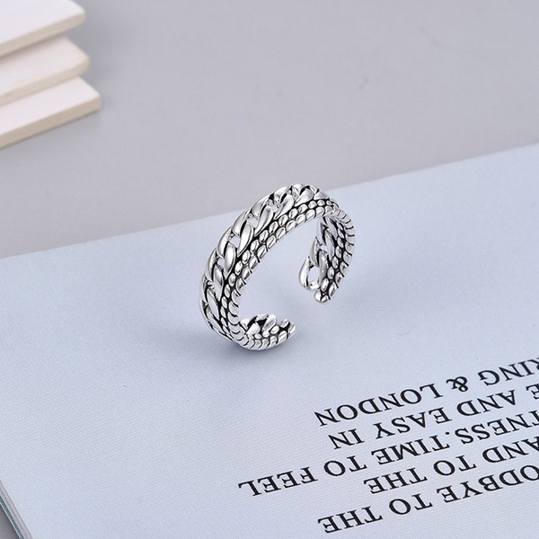 Picture of Good Quality Small Platinum Plated Adjustable Ring