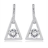 Picture of Nickel Free Rose Gold Plated Artificial Crystal Dangle Earrings with No-Risk Refund