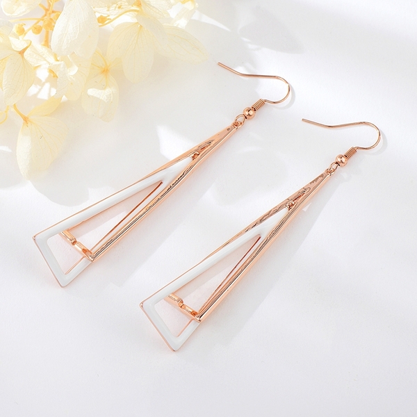 Picture of Staple Enamel Rose Gold Plated Dangle Earrings