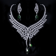 Show details for Hot Selling Green Platinum Plated 2 Piece Jewelry Set from Top Designer Show details for Hot Selling Green Platinum Plated 2 Piece Jewelry Set from Top Designer