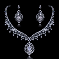 Show details for Impressive White Platinum Plated 2 Piece Jewelry Set with Low MOQ Show details for Impressive White Platinum Plated 2 Piece Jewelry Set with Low MOQ