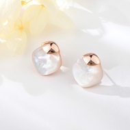 Show details for Delicate Shell Rose Gold Plated Stud Earrings
