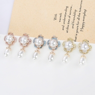 Picture of Wholesale Gold Plated White Dangle Earrings with No-Risk Return