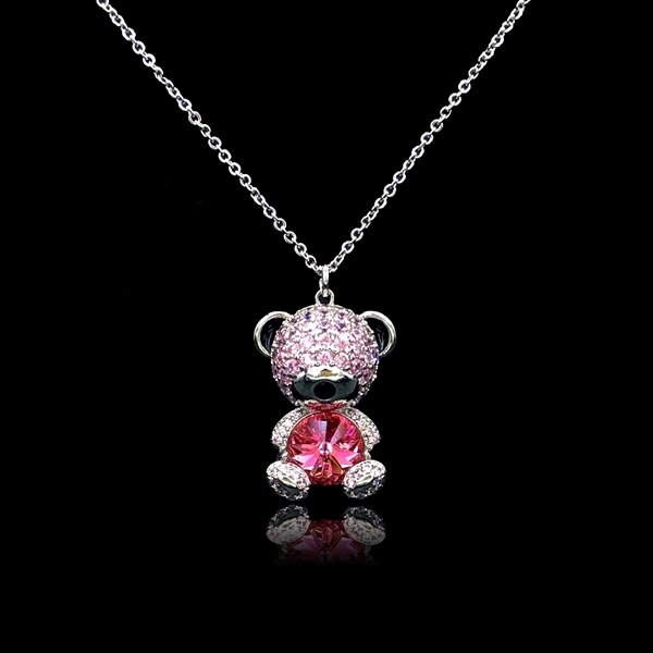 Picture of Buy Platinum Plated Pink Pendant Necklace