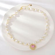 Picture of Most Popular fresh water pearl Gold Plated Short Chain Necklace