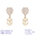 Picture of Nickel Free Gold Plated White Dangle Earrings with Easy Return