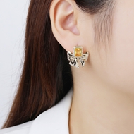 Picture of Big Gold Plated Big Stud Earrings with Fast Delivery