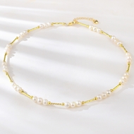 Show details for Copper or Brass fresh water pearl Short Statement Necklace with Full Guarantee Show details for Copper or Brass fresh water pearl Short Statement Necklace with Full Guarantee