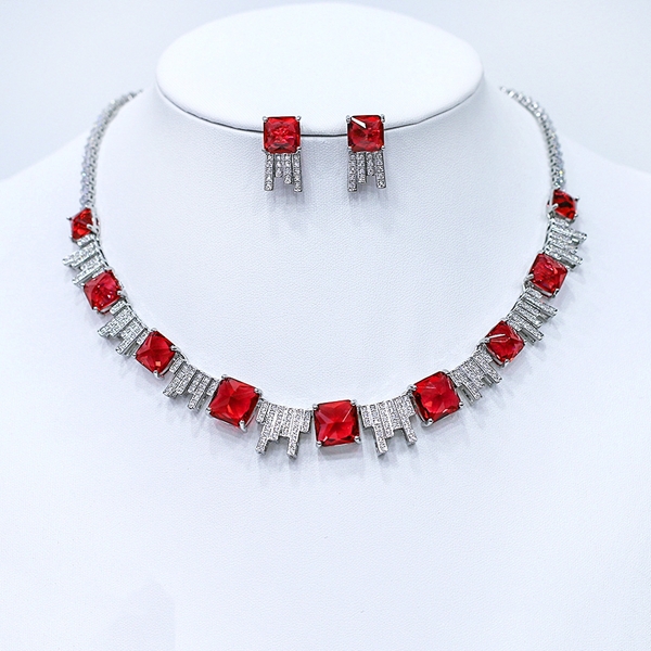 Picture of Reasonably Priced Platinum Plated Cubic Zirconia 2 Piece Jewelry Set with Low Cost