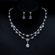 Show details for Inexpensive Platinum Plated White 2 Piece Jewelry Set from Reliable Manufacturer Show details for Inexpensive Platinum Plated White 2 Piece Jewelry Set from Reliable Manufacturer