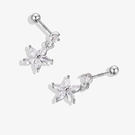 Picture of Flower Cubic Zirconia Dangle Earrings in Flattering Style