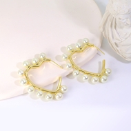 Picture of Best Artificial Pearl Gold Plated Small Hoop Earrings