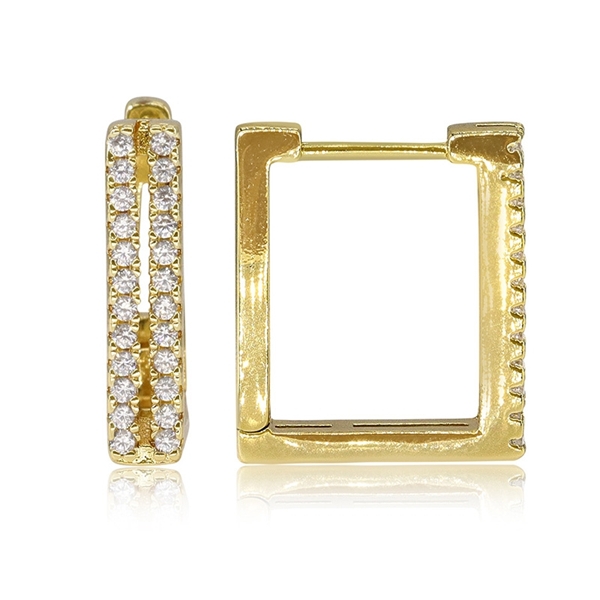 Picture of Trendy Gold Plated White Huggie Earrings with No-Risk Refund