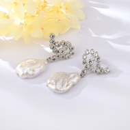 Show details for Copper or Brass Baroque Pearl Dangle Earrings from Certified Factory Show details for Copper or Brass Baroque Pearl Dangle Earrings from Certified Factory