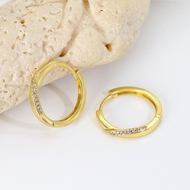 Picture of Nickel Free Gold Plated White Huggie Earrings Online Shopping