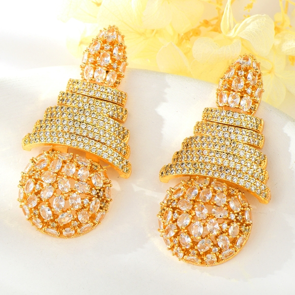 Picture of Good Quality Cubic Zirconia Gold Plated Dangle Earrings