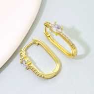 Picture of Hypoallergenic Gold Plated Cubic Zirconia Huggie Earrings with Easy Return