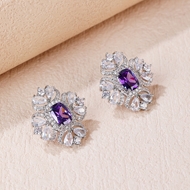 Picture of Pretty Cubic Zirconia Platinum Plated Big Stud Earrings