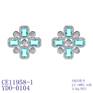 Picture of Great Cubic Zirconia Platinum Plated Big Stud Earrings from Trust-worthy Supplier