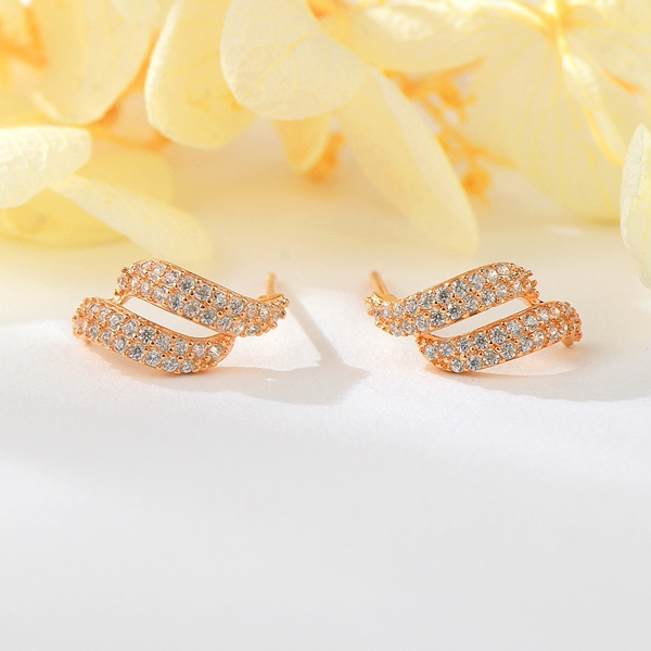 Picture of Buy Rose Gold Plated White Big Stud Earrings with Low Cost