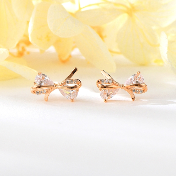 Picture of Bow Cubic Zirconia Big Stud Earrings of Original Design