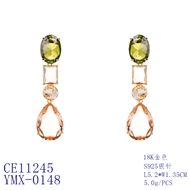 Picture of Sparkling Big Gold Plated Dangle Earrings