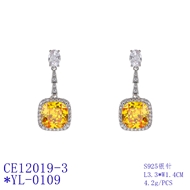 Picture of Geometric Yellow Dangle Earrings with Fast Delivery