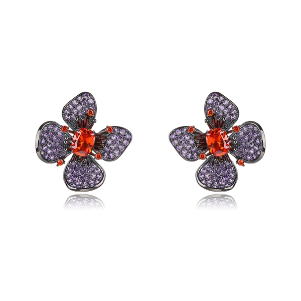 Picture of Charming Platinum Plated Cubic Zirconia Big Stud Earrings As a Gift