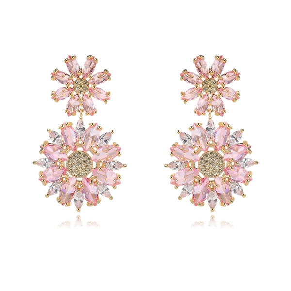 Picture of New Season Pink Big Dangle Earrings with SGS/ISO Certification