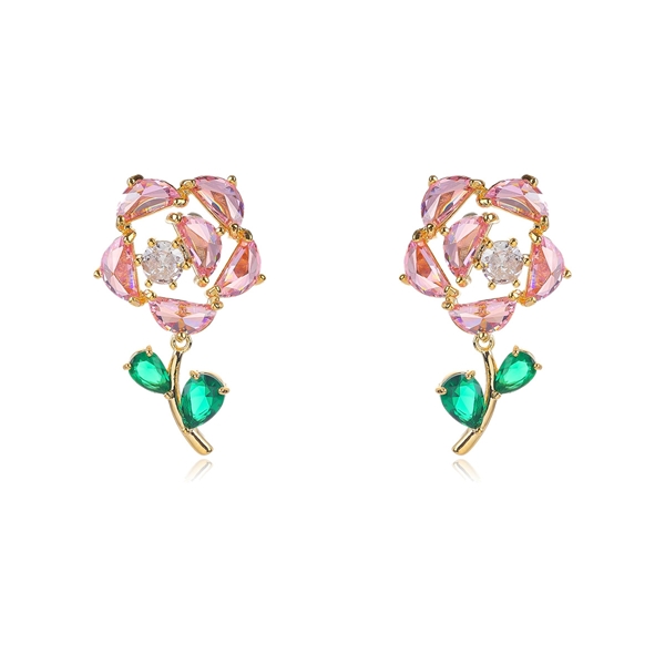 Picture of Impressive Pink Cubic Zirconia Dangle Earrings with Low MOQ