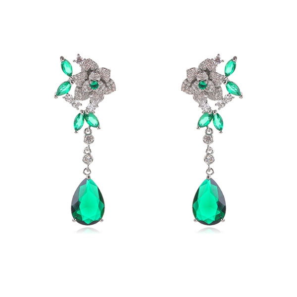 Picture of Sparkling Flowers & Plants Cubic Zirconia Dangle Earrings from Top Designer