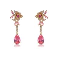 Picture of Low Cost Gold Plated Pink Dangle Earrings with Low Cost