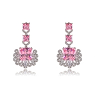 Picture of Bulk Platinum Plated Pink Dangle Earrings Exclusive Online