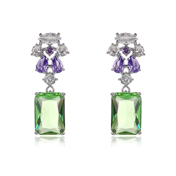 Picture of Inexpensive Platinum Plated Green Dangle Earrings from Reliable Manufacturer