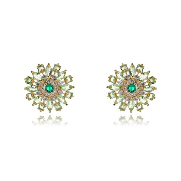 Picture of Low Cost Gold Plated Green Huggie Earrings with Low Cost