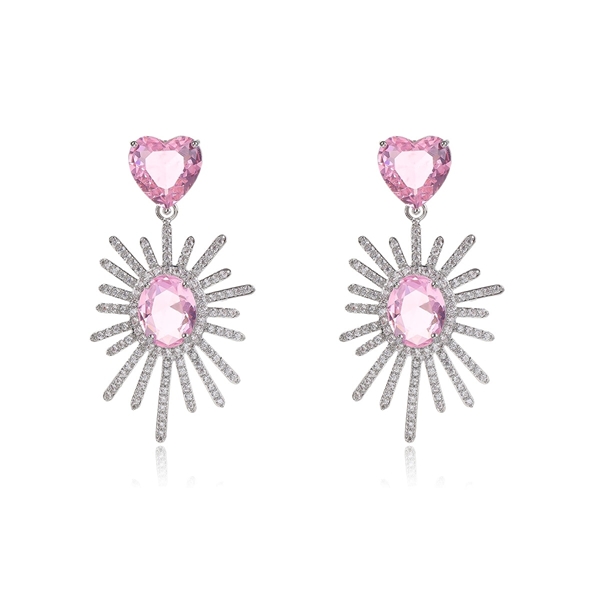 Picture of Sparkling Party Pink Dangle Earrings