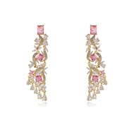 Picture of Popular Cubic Zirconia Pink Dangle Earrings